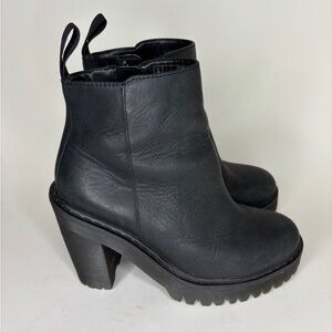 Dr. Martens Black Leather Chunky-Heel Ankle Boots